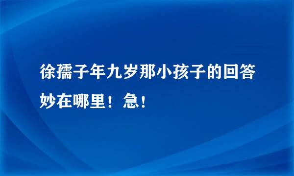 徐孺子年九岁那小孩子的回答妙在哪里！急！