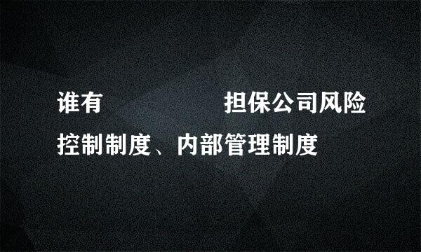 谁有     担保公司风险控制制度、内部管理制度