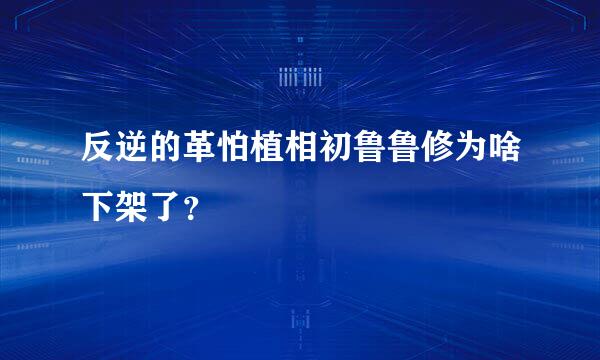 反逆的革怕植相初鲁鲁修为啥下架了？