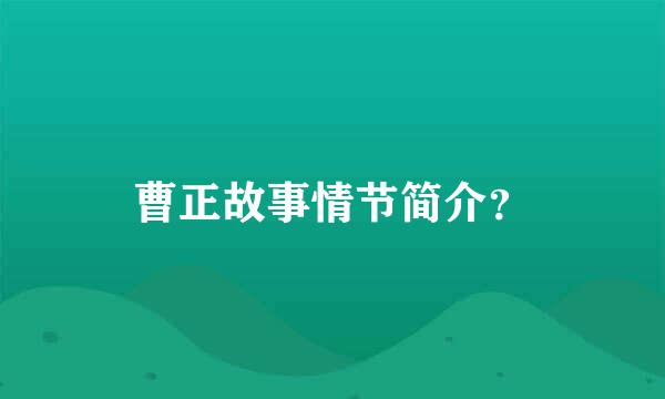 曹正故事情节简介？