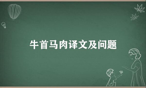 牛首马肉译文及问题