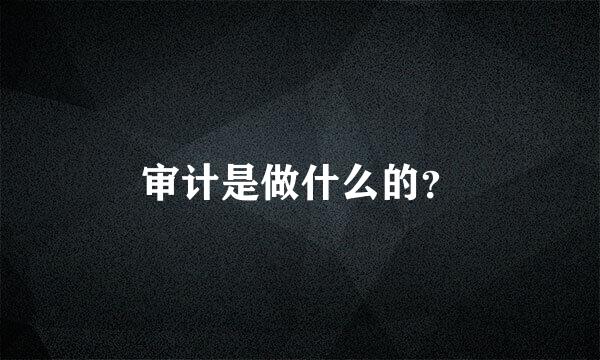 审计是做什么的？