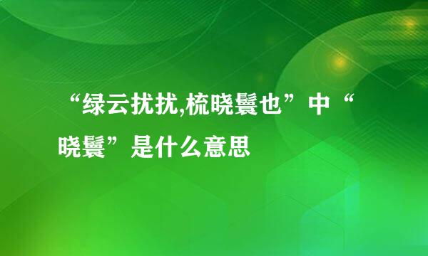 “绿云扰扰,梳晓鬟也”中“晓鬟”是什么意思