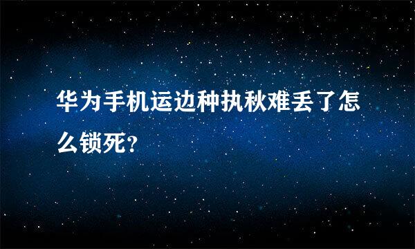 华为手机运边种执秋难丢了怎么锁死？