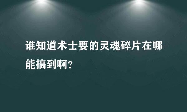 谁知道术士要的灵魂碎片在哪能搞到啊？