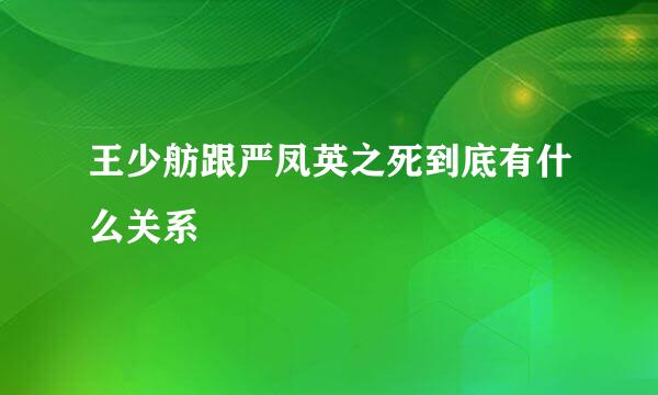 王少舫跟严凤英之死到底有什么关系