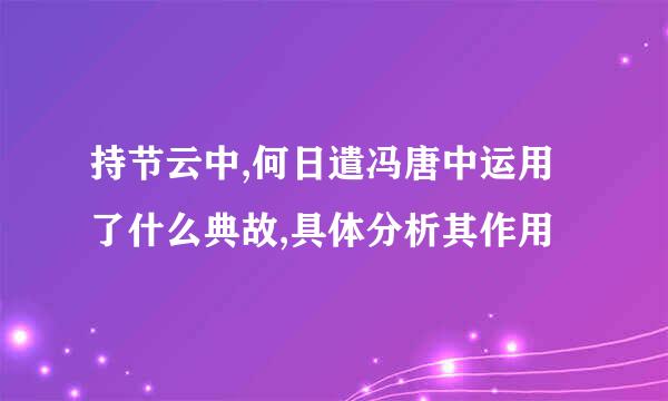 持节云中,何日遣冯唐中运用了什么典故,具体分析其作用