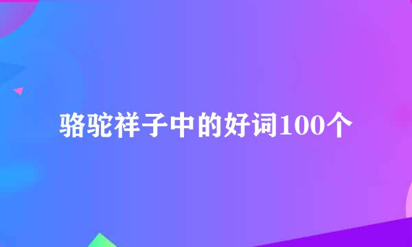 骆驼祥子中的好词100个