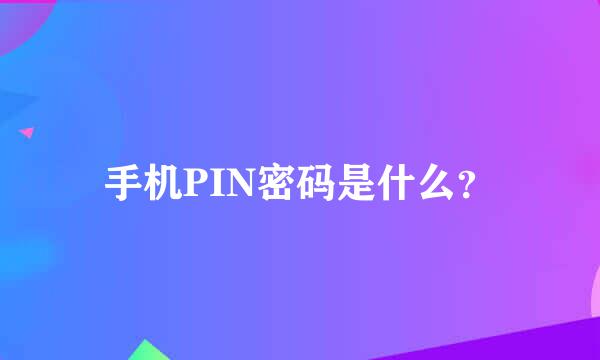 手机PIN密码是什么？