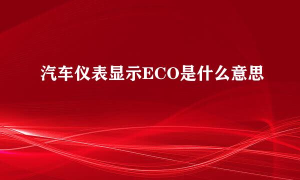 汽车仪表显示ECO是什么意思