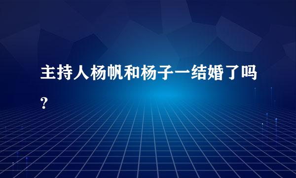 主持人杨帆和杨子一结婚了吗？