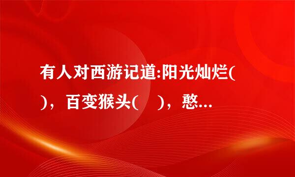 有人对西游记道:阳光灿烂( )，百变猴头( )，憨厚老成( )，阿弥陀佛( )。