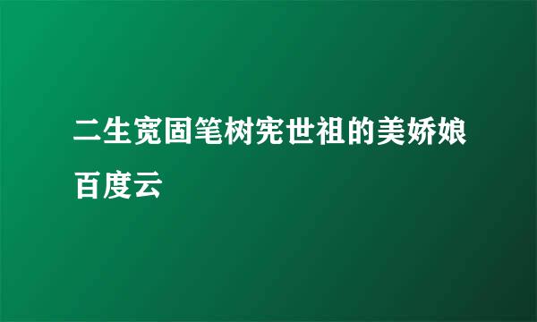 二生宽固笔树宪世祖的美娇娘百度云