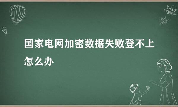 国家电网加密数据失败登不上怎么办