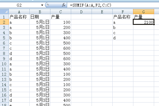 excel怎么统计相同产品的数量