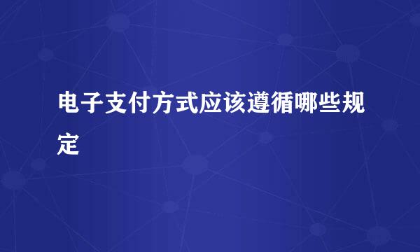 电子支付方式应该遵循哪些规定