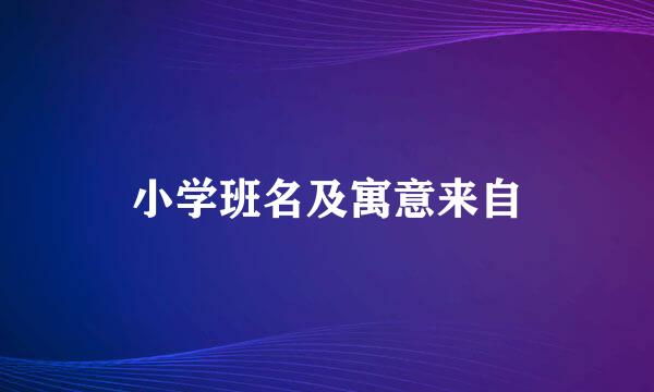 小学班名及寓意来自