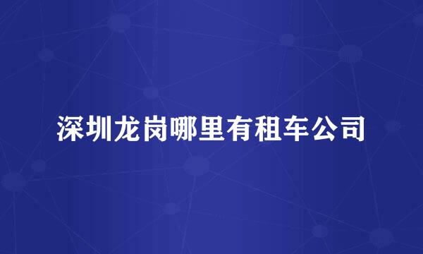 深圳龙岗哪里有租车公司