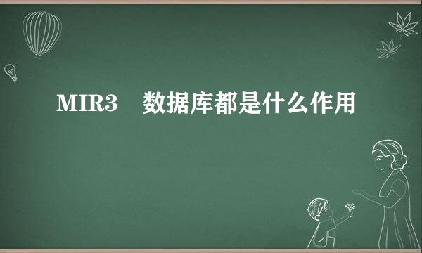 MIR3 数据库都是什么作用