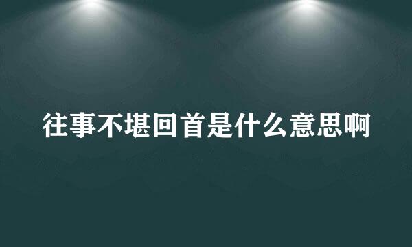 往事不堪回首是什么意思啊