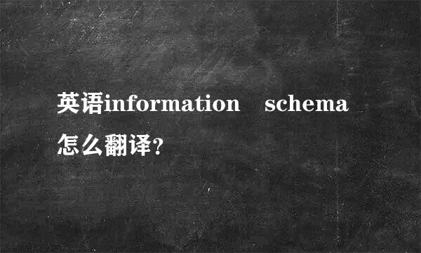 英语information schema怎么翻译？