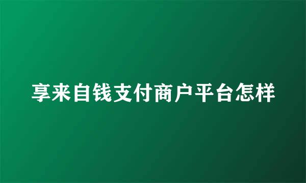 享来自钱支付商户平台怎样