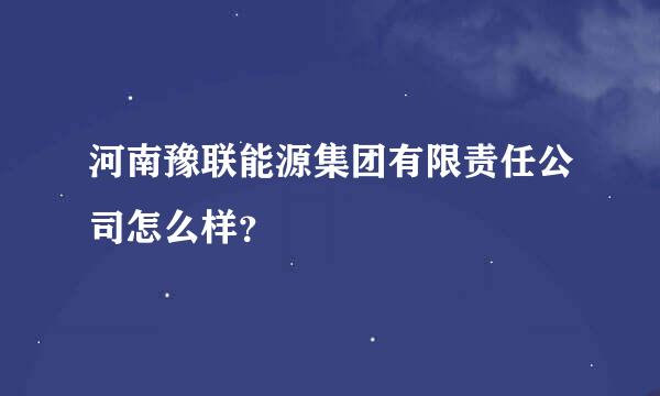 河南豫联能源集团有限责任公司怎么样？