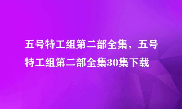 五号特工组第二部全集，五号特工组第二部全集30集下载