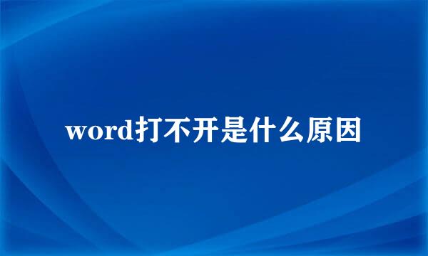 word打不开是什么原因