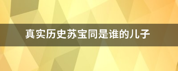 真实历史苏宝同是谁的儿子