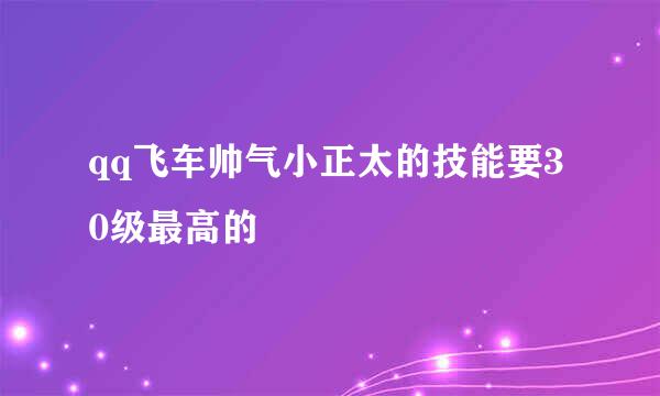 qq飞车帅气小正太的技能要30级最高的