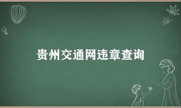 贵州交通网违章查询