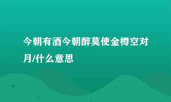 今朝有酒今朝醉莫使金樽空对月/什么意思