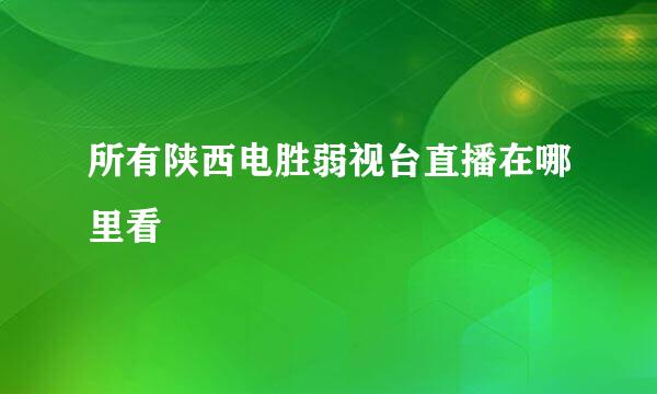 所有陕西电胜弱视台直播在哪里看