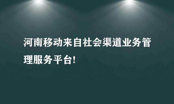 河南移动来自社会渠道业务管理服务平台!