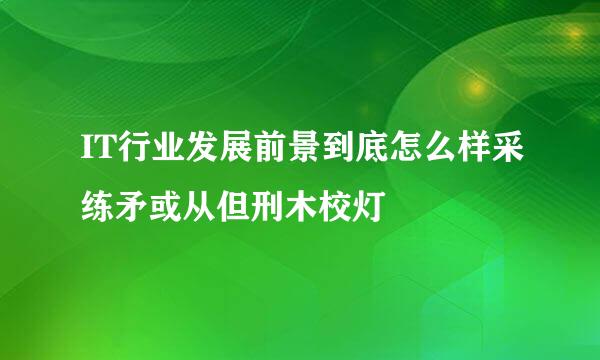 IT行业发展前景到底怎么样采练矛或从但刑木校灯