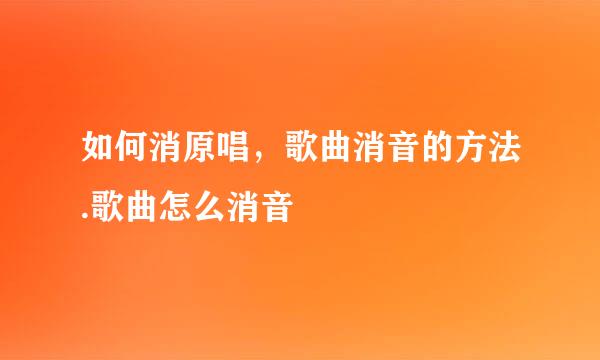 如何消原唱，歌曲消音的方法.歌曲怎么消音