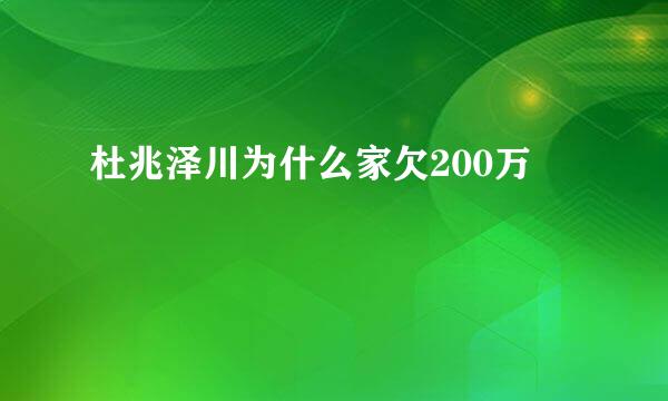 杜兆泽川为什么家欠200万