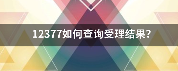 12377如何查询受理结果？