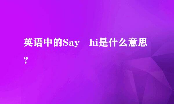 英语中的Say hi是什么意思？