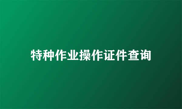 特种作业操作证件查询