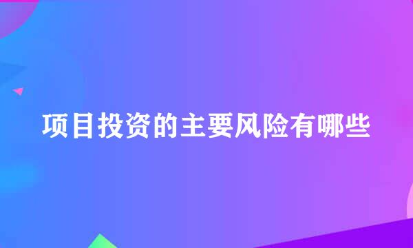 项目投资的主要风险有哪些