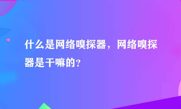 什么是网络嗅探器，网络嗅探器是干嘛的？