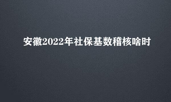 安徽2022年社保基数稽核啥时