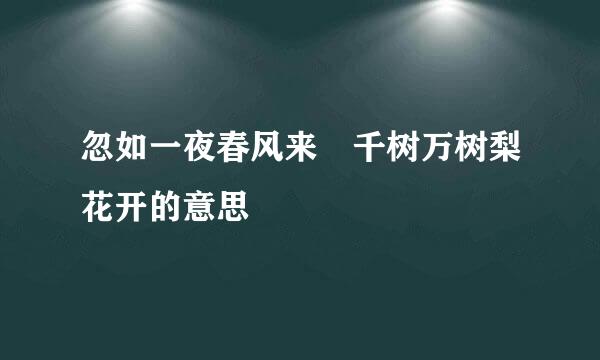 忽如一夜春风来 千树万树梨花开的意思