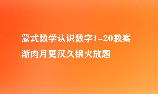 蒙式数学认识数字1-20教案渐肉月更汉久钢火放题