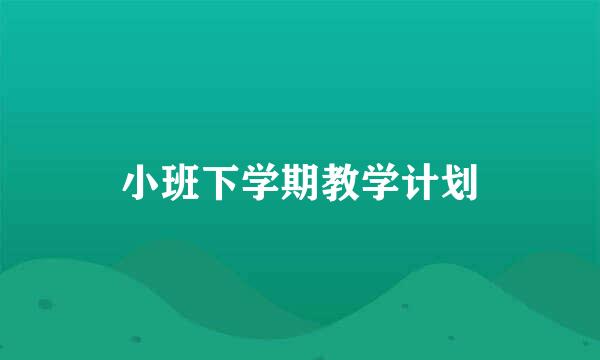 小班下学期教学计划