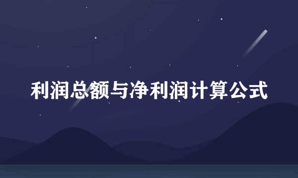 利润总额与净利润计算公式