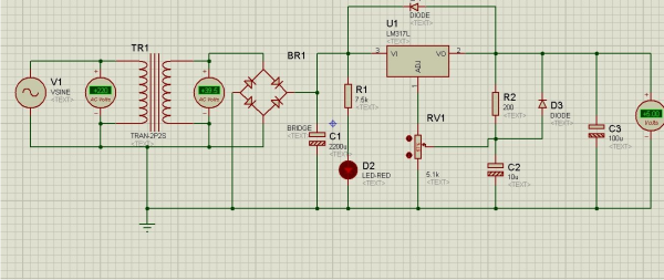 我要个用LM317T做的稳压电路来自。