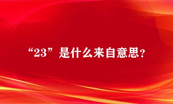 “23”是什么来自意思？